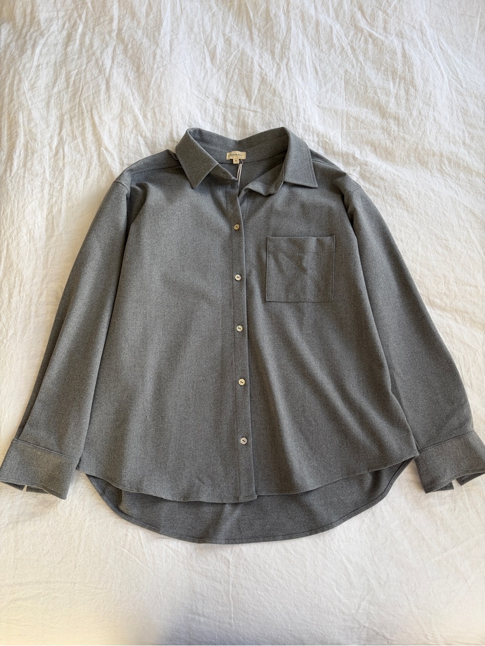 NWT Donni The Flannel Shirt Collar Pocket Button Down Up Jacket Heather Grey